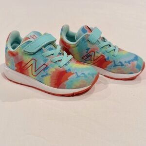 New Balance 455 V2 Sneakers Girls 7.5 Boys Bali Blue Tie Dye Velcro Running Shoe